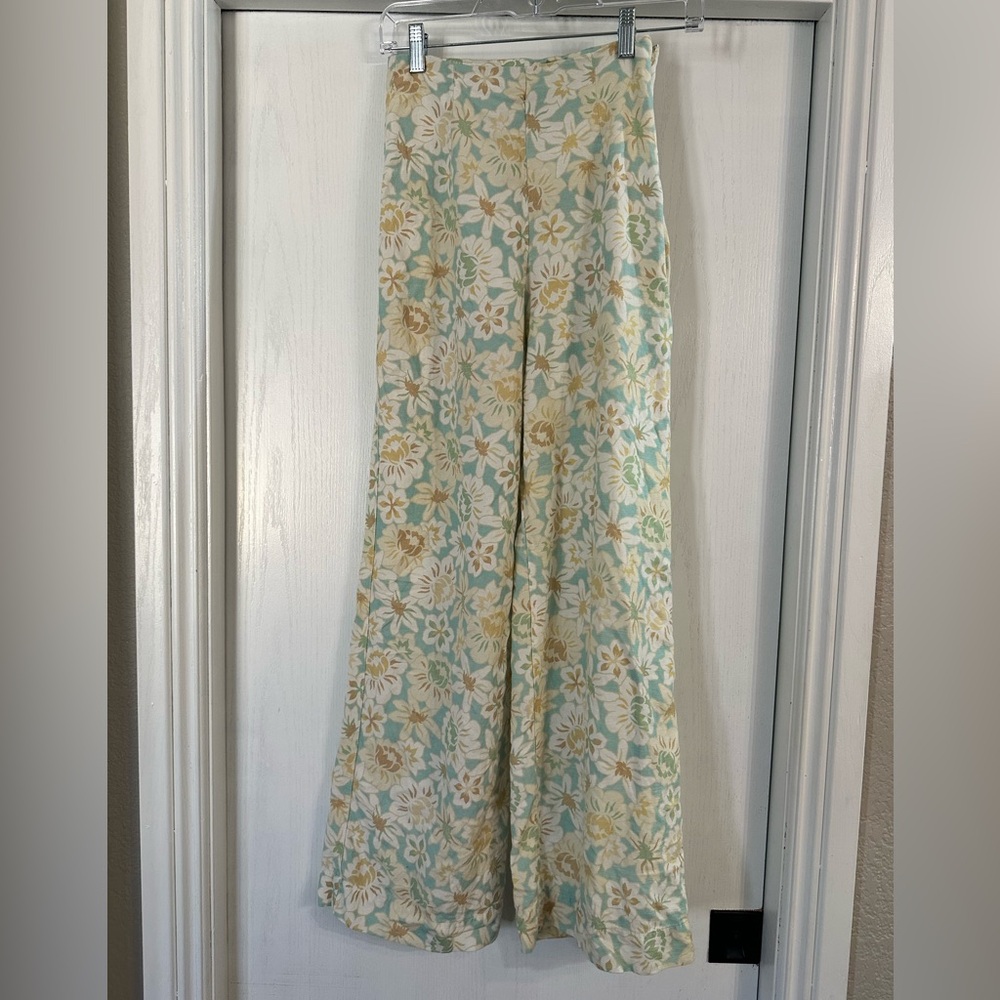 Rhythm Floral Wide-Leg Pants in Mint, Cream & Mustard